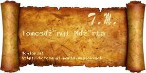 Tomcsányi Márta névjegykártya
